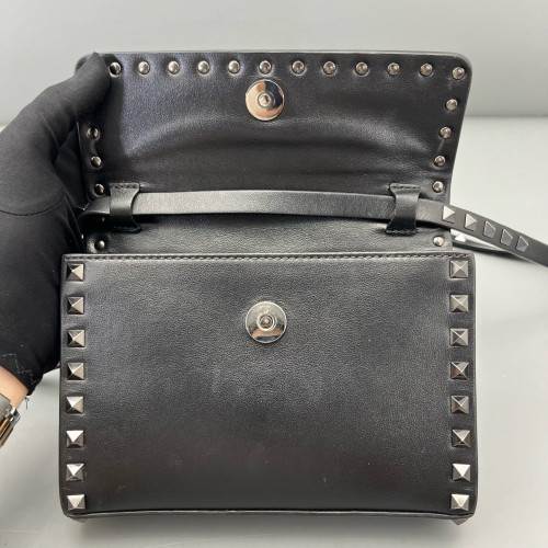 Valentino Rockstud Shoulder Bag Calfskin Black