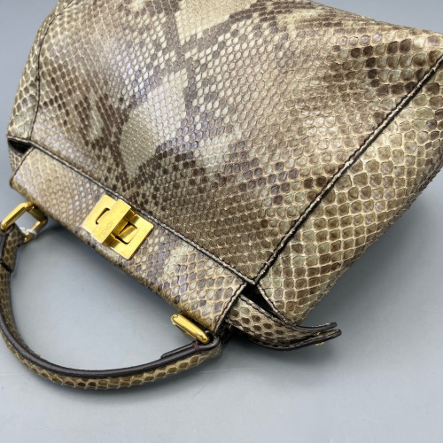 Fendi Peekaboo Mini Snakeskin Beige Brown Fendi Peekaboo Mini Snakeskin Beige Brown