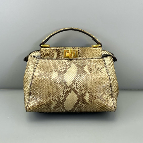 Fendi Peekaboo Mini Snakeskin Beige Brown Fendi Peekaboo Mini Snakeskin Beige Brown