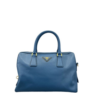 Prada Boston Bag Saffiano Calfskin Blue