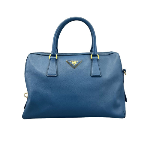 Prada Boston Bag Saffiano Calfskin Blue