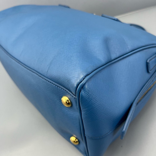 Prada Boston Bag Saffiano Calfskin Blue