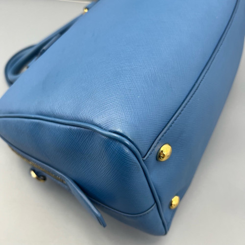 Prada Boston Bag Saffiano Calfskin Blue