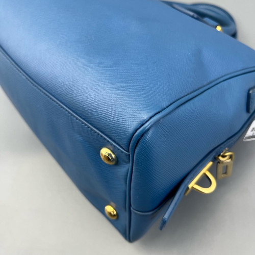 Prada Boston Bag Saffiano Calfskin Blue