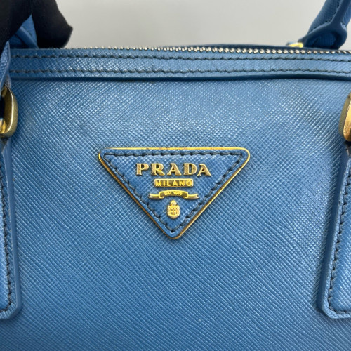 Prada Boston Bag Saffiano Calfskin Blue