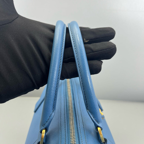 Prada Boston Bag Saffiano Calfskin Blue