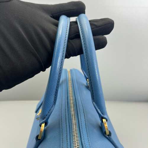 Prada Boston Bag Saffiano Calfskin Blue