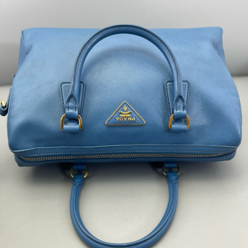 Prada Boston Bag Saffiano Calfskin Blue