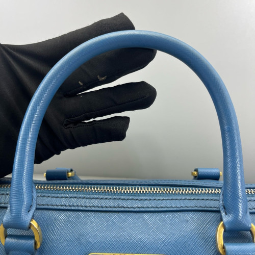 Prada Boston Bag Saffiano Calfskin Blue