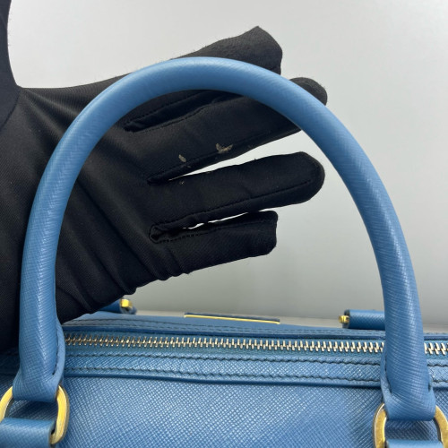 Prada Boston Bag Saffiano Calfskin Blue