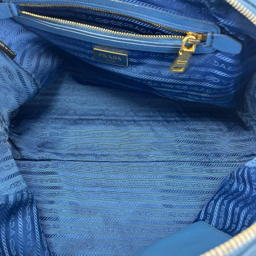 Prada Boston Bag Saffiano Calfskin Blue