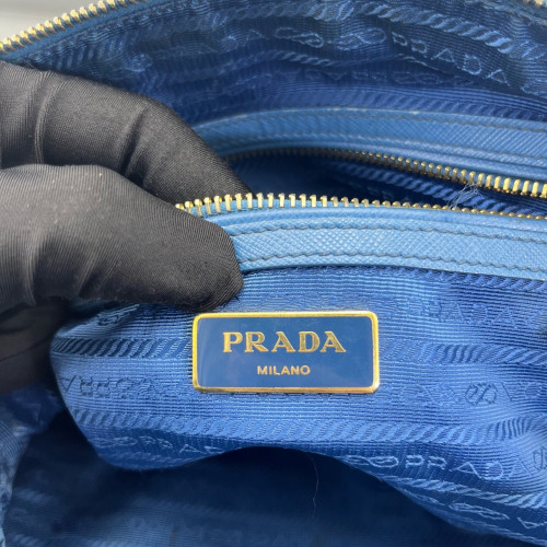 Prada Boston Bag Saffiano Calfskin Blue