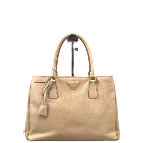 Prada Medium Galleria Double Zip Tote Saffiano Calfskin Light Tan