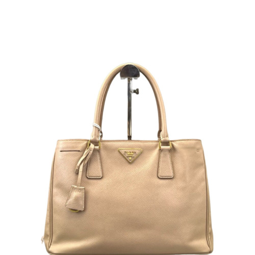 Prada Medium Galleria Double Zip Tote Saffiano Calfskin Light Tan