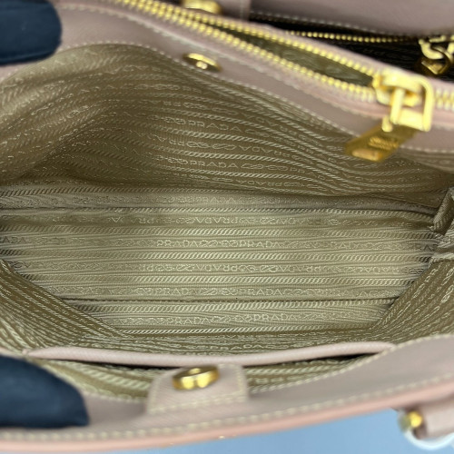Prada Medium Galleria Double Zip Tote Saffiano Calfskin Light Tan