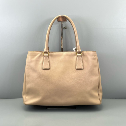 Prada Medium Galleria Double Zip Tote Saffiano Calfskin Light Tan