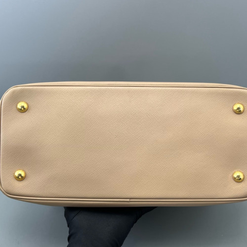 Prada Medium Galleria Double Zip Tote Saffiano Calfskin Light Tan