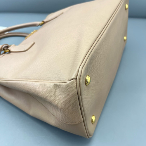 Prada Medium Galleria Double Zip Tote Saffiano Calfskin Light Tan