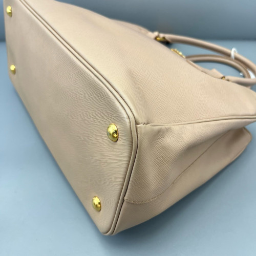 Prada Medium Galleria Double Zip Tote Saffiano Calfskin Light Tan
