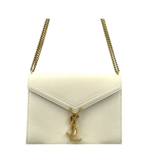 Yves Saint Laurent Cassandra Chain Wallet Calfskin White