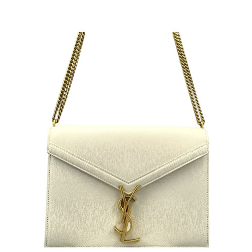 Yves Saint Laurent Cassandra Chain Wallet Calfskin White