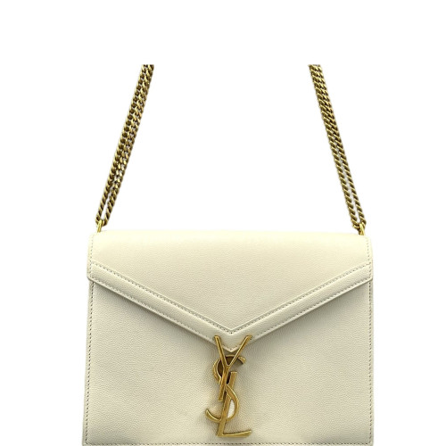 Yves Saint Laurent Cassandra Chain Wallet Calfskin White