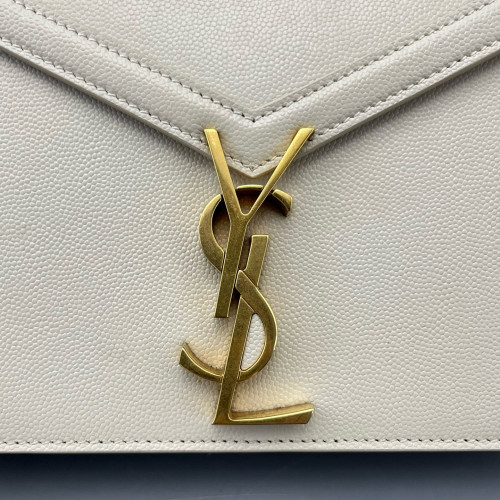 Yves Saint Laurent Cassandra Chain Wallet Calfskin White