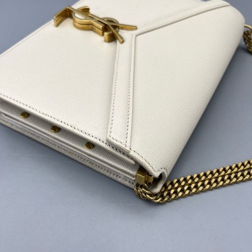 Yves Saint Laurent Cassandra Chain Wallet Calfskin White