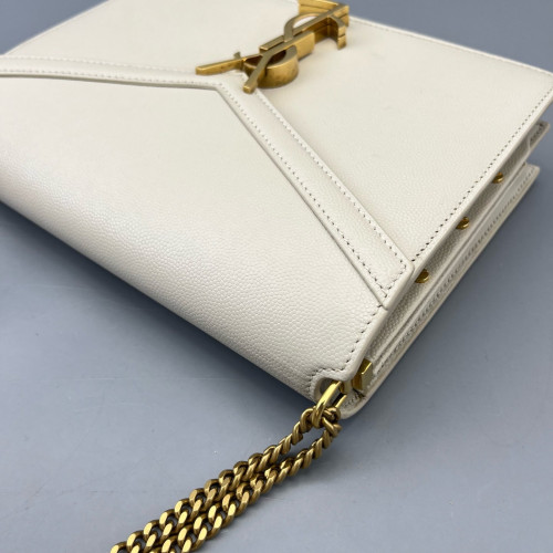 Yves Saint Laurent Cassandra Chain Wallet Calfskin White