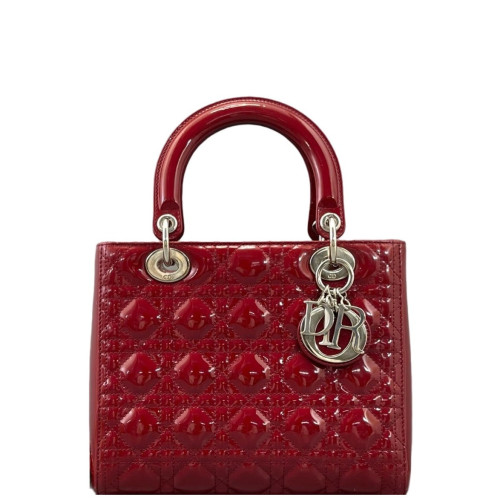 Dior Medium Lady Dior Patent Calfskin Red