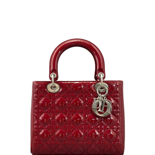 Dior Medium Lady Dior Patent Calfskin Red