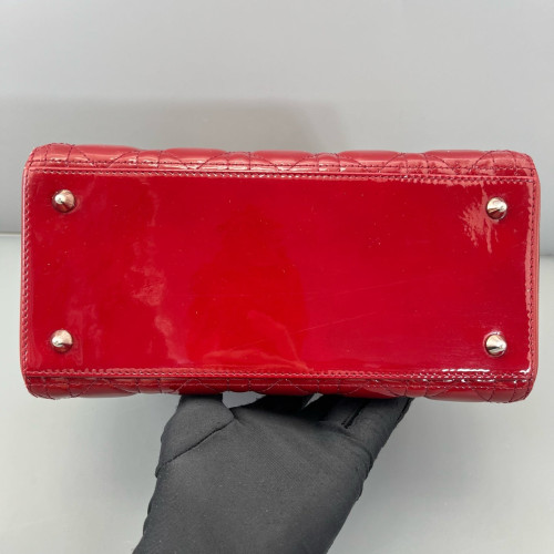 Dior Medium Lady Dior Patent Calfskin Red