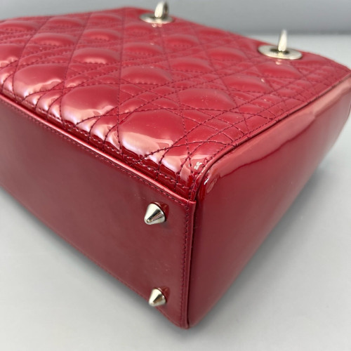 Dior Medium Lady Dior Patent Calfskin Red