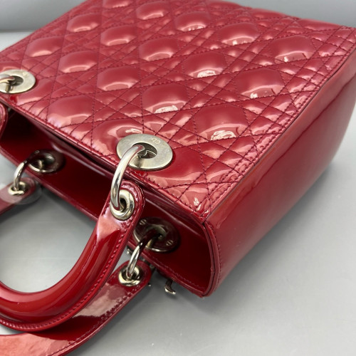 Dior Medium Lady Dior Patent Calfskin Red