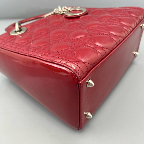 Dior Medium Lady Dior Patent Calfskin Red