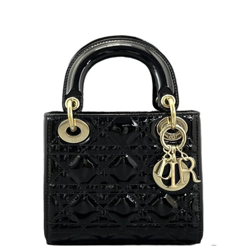 Dior Mini Lady Dior Patent Calfskin Black