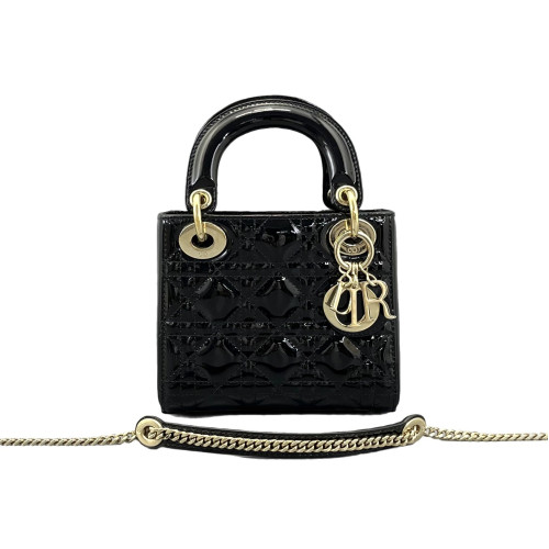 Dior Mini Lady Dior Patent Calfskin Black