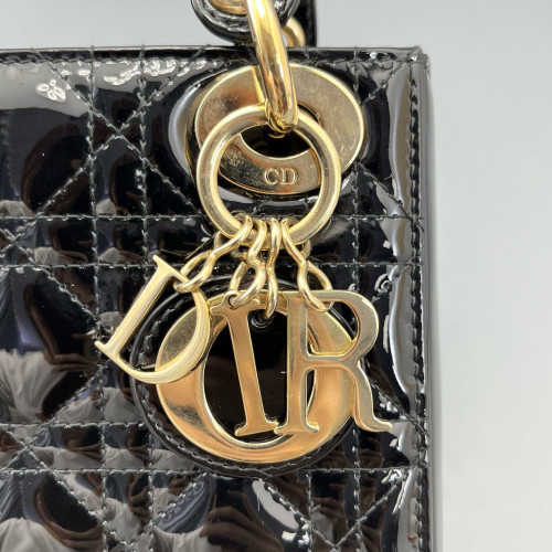 Dior Mini Lady Dior Patent Calfskin Black