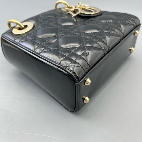 Dior Mini Lady Dior Patent Calfskin Black