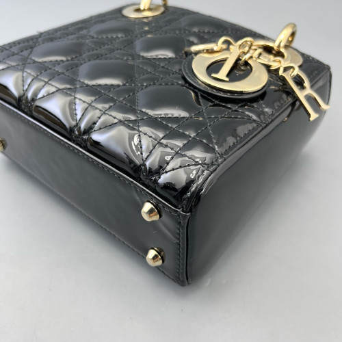 Dior Mini Lady Dior Patent Calfskin Black