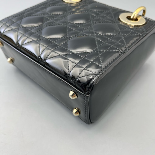 Dior Mini Lady Dior Patent Calfskin Black