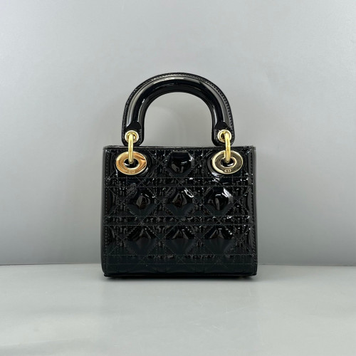 Dior Mini Lady Dior Patent Calfskin Black