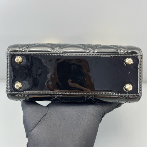 Dior Mini Lady Dior Patent Calfskin Black