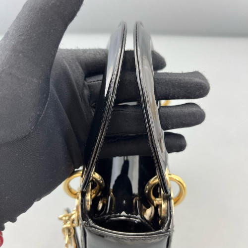 Dior Mini Lady Dior Patent Calfskin Black