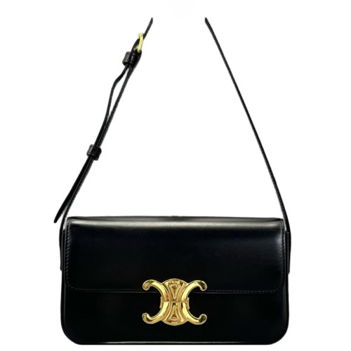 Celine Triomphe Small Triomphe Shoulder Bag Smooth Calfskin Black