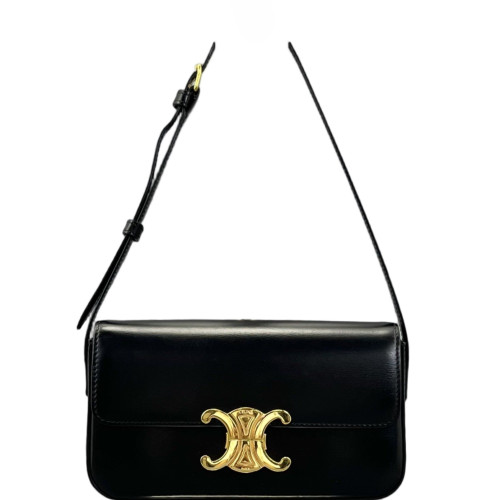 Celine Triomphe Small Triomphe Shoulder Bag Smooth Calfskin Black
