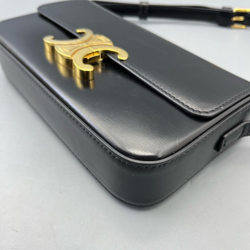 Celine Triomphe Small Triomphe Shoulder Bag Smooth Calfskin Black