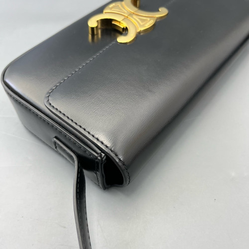 Celine Triomphe Small Triomphe Shoulder Bag Smooth Calfskin Black