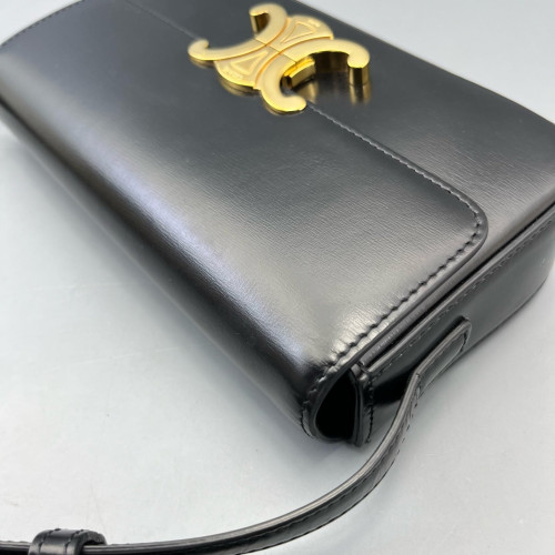 Celine Triomphe Small Triomphe Shoulder Bag Smooth Calfskin Black