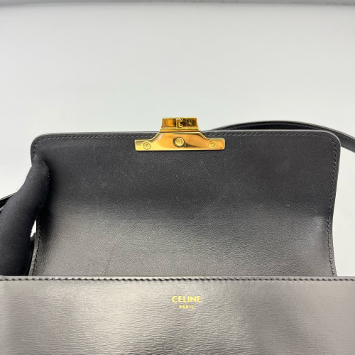 Celine Triomphe Small Triomphe Shoulder Bag Smooth Calfskin Black